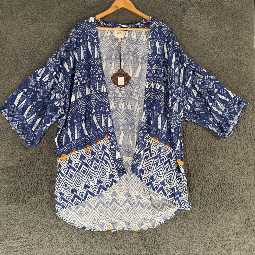 Women's Knox Rose XL/XXL Open Front Kimono Cardigan Surf's Up